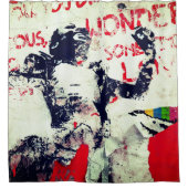 Rot und Weiß mit afrikanischem Stift verblasst Duschvorhang (Vorderseite)