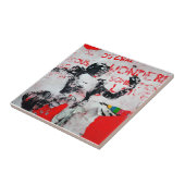 Rot und Weiß mit afrikanischem Stift verblasst Fliese (Seite)