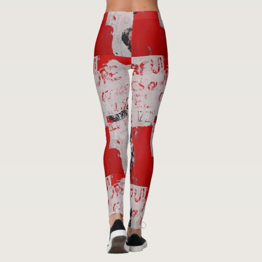 Rot und Weiß mit afrikanischem Stift verblasst Leggings (Rückseite)