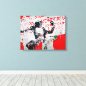 Rot und Weiß mit afrikanischem Stift verblasst Leinwanddruck (Insitu (Holzboden))