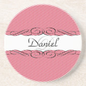 Rot und Weiß mit Monogramm Getränkeuntersetzer (Vorne)