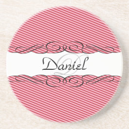 Rot und Weiß mit Monogramm Getränkeuntersetzer