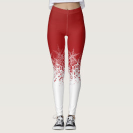 Rot und Weiß mit Schneeflocken Leggings