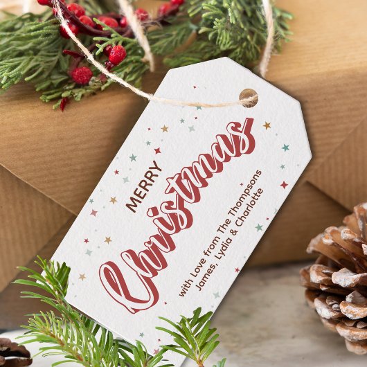 Rot und Weiß mit Sternen Einfache Weihnachten Geschenkanhänger