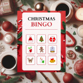 Rot und Weiß Moderne Weihnachts-Bingo-Puzzle Puzzle