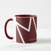 Rot und Weiß Modernes Abstraktes Monogramm Tasse (Links)