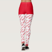 Rot und Weiß Muster Moderne frohe Weihnachten Leggings (Rückseite)