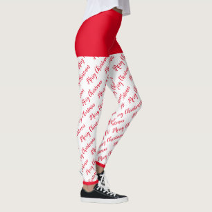 Rot und Weiß Muster Moderne frohe Weihnachten Leggings
