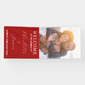 Rot und Weiß nur verheiratet Foto Hochzeitscouch Banner (Horizontal)