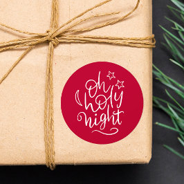 Rot und Weiß Oh Heilige Nacht Religiöse Weihnachte Runder Aufkleber