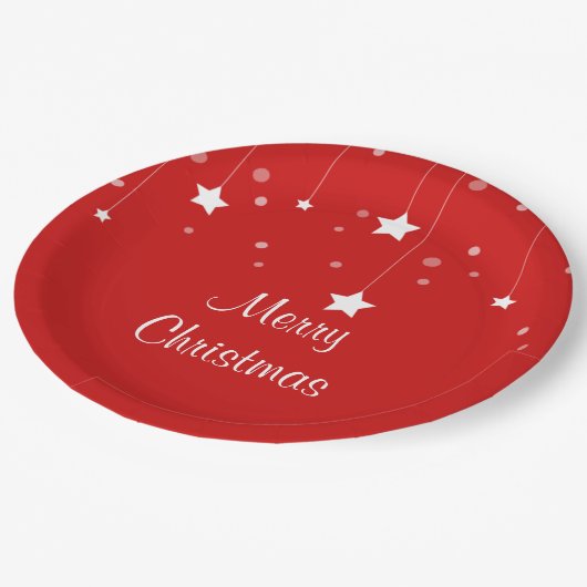 Rot und Weiß Pappteller (Schrägansicht)