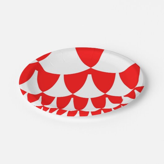 Rot und Weiß Pappteller (Schrägansicht)