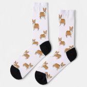 Rot und Weiß Pembroke Welsh Corgi Dog Art Muster Socken (Linkes Detail)