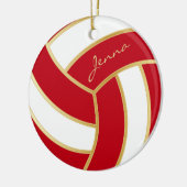 Rot und Weiß personalisieren Volleyball Keramik Ornament (Links)