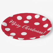 Rot und weiß personalisierte Polka Dots Weihnachte Pappteller (Schrägansicht)
