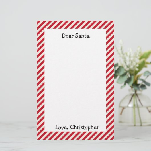 Rot und Weiß Personalisierter Lieber Weihnachtsbri Briefpapier (Stehend Vorderseite)