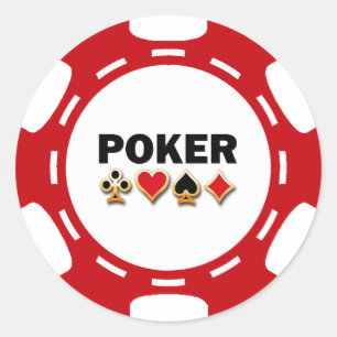 ROT UND WEISS POKER CHIP RUNDER AUFKLEBER