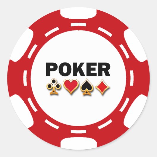 ROT UND WEISS POKER CHIP RUNDER AUFKLEBER (Vorderseite)