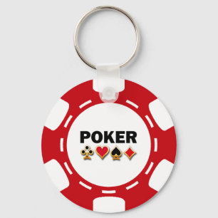 ROT UND WEISS POKER CHIP SCHLÜSSELANHÄNGER