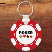 ROT UND WEISS POKER CHIP SCHLÜSSELANHÄNGER (Vorderseite)