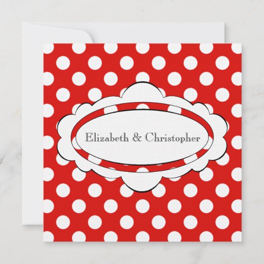Rot und Weiß Polka Dot Hochzeitseinladung Einladung (Rückseite)