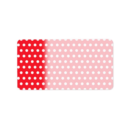 Rot und Weiß Polka Dot Muster. Spotty. Adressaufkleber (Vorne)