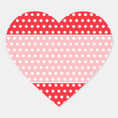 Rot und Weiß Polka Dot Muster. Spotty. Herz-Aufkleber (Vorderseite)