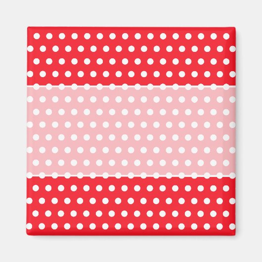 Rot und Weiß Polka Dot Muster. Spotty. Magnet (Vorne)