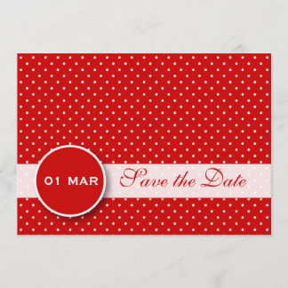 Rot und Weiß Polka Dot Save the Date Einladung