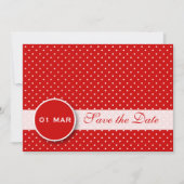 Rot und Weiß Polka Dot Save the Date Einladung (Vorderseite)