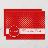 Rot und Weiß Polka Dot Save the Date Einladung (Vorne/Hinten)