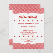 Rot und Weiß Polka Dots Party laden ein Einladung (Vorne/Hinten)