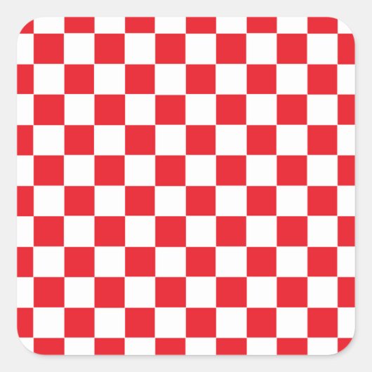 Rot und Weiß Quadratischer Aufkleber (Vorderseite)