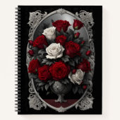 Rot und Weiß Rose Bouquet Goth Notizblock (Vorderseite)