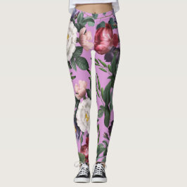 Rot und Weiß Rosen Sommer boho Luxus lila Leggings