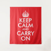 Rot und Weiß Ruhe bewahren und weiter tragen Wandteppich (Vorderseite)