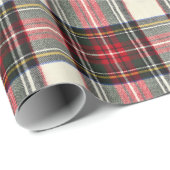 Rot und weiß Schottische Tartan kariert. Geschenkpapier (Rolleneckpunkt)