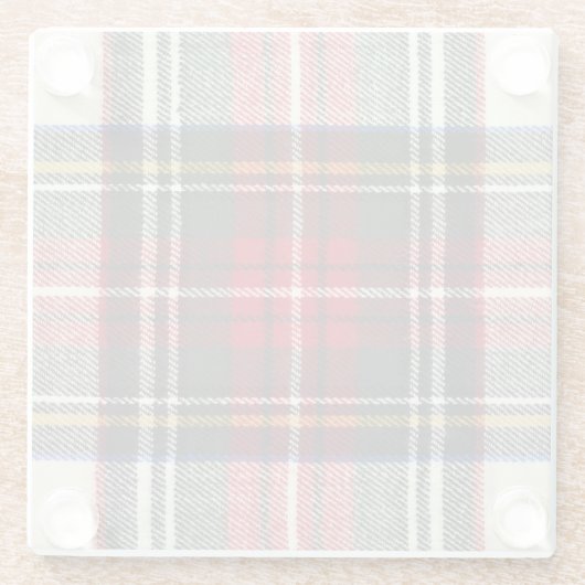 Rot und weiß Schottische Tartan kariert. Glasuntersetzer (Rückseite)