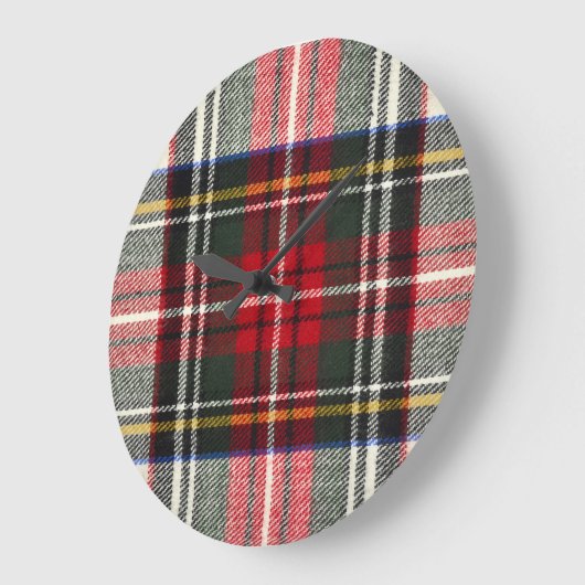 Rot und weiß Schottische Tartan kariert. Große Wanduhr (Winkel)