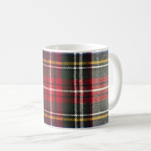 Rot und weiß Schottische Tartan kariert. Kaffeetasse (VorderseiteRechts)