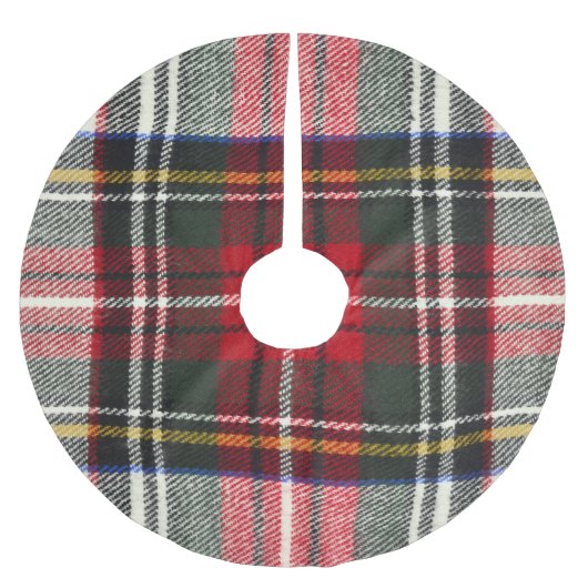 Rot und weiß Schottische Tartan kariert. Polyester Weihnachtsbaumdecke (Vorderseite)
