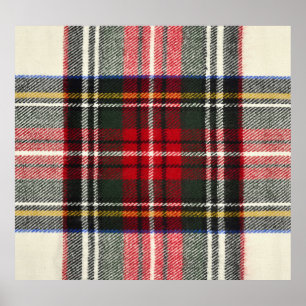 Rot und weiß Schottische Tartan kariert. Poster