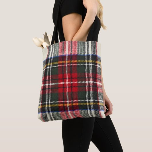 Rot und weiß Schottische Tartan kariert. Tasche (Von Nahem)