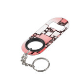 Rot und Weiß Square Tanzabend Flaschenöffner (Rückseite Schrägansicht)