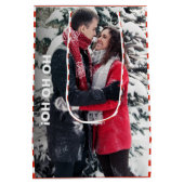 Rot und Weiß Streifen Foto Weihnachten Mittlere Geschenktüte (Rückseite)