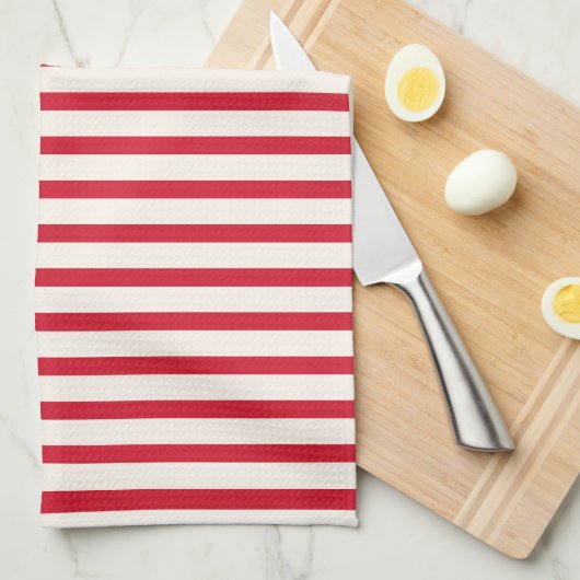 Rot und Weiß Streifen Moderner Weihnachtsstreifen Geschirrtuch (Viertel Falte)
