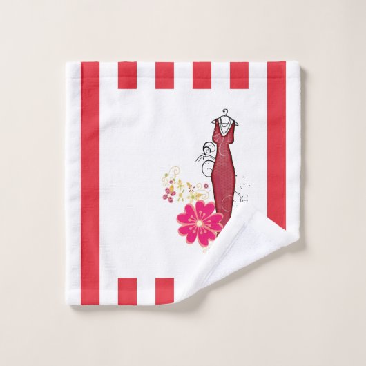 Rot und Weiß Streifen Set Handtuchhalter (Waschlappen)