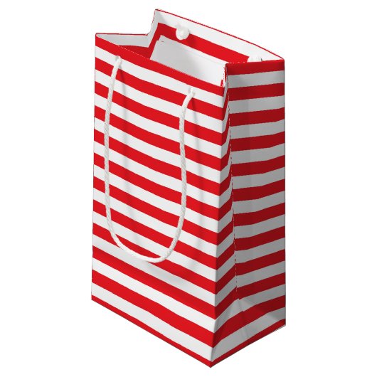 Rot und Weiß Stripes Geschenk-Tasche Kleine Geschenktüte (Vorderseite Schrägansicht)