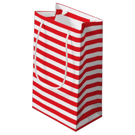 Rot und Weiß Stripes Geschenk-Tasche Kleine Geschenktüte (Rückseite Schrägansicht)