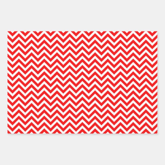Rot und Weiß Unterschiedliche Größen Zickzack Geschenkpapier Set (Vorderseite 3)